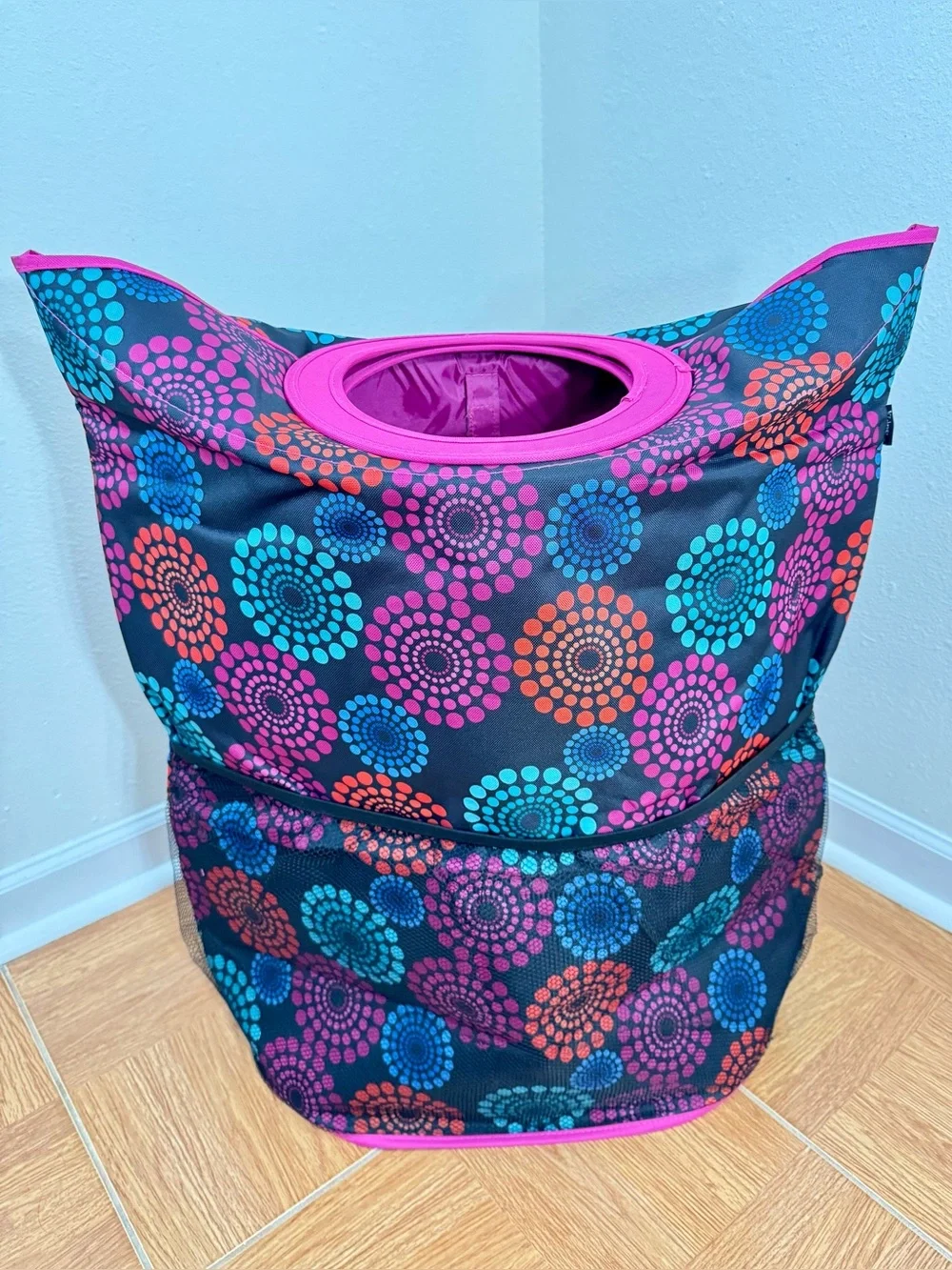 Extra Large Slam Dunk Collapsible Foldable Mesh Pocket Dorm Laundry Hamper Tote